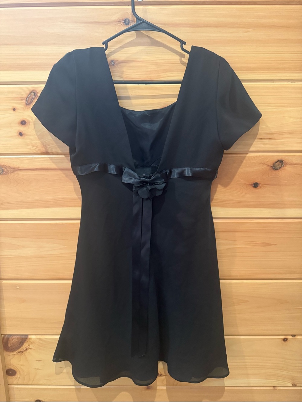 Vintage Donna Ricco Petite Black Babydoll Chiffon Mini Dress Size 8